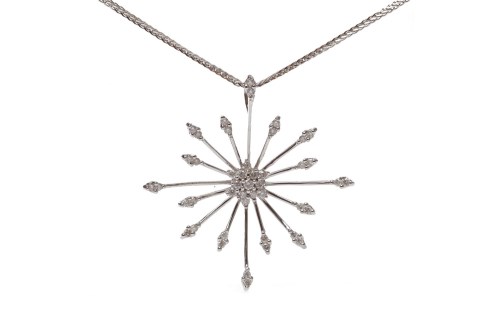 Snowflake Simulated Diamond Necklace In Sterling Silver