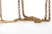 Lot 159 - THREE NINE CARAT GOLD CHAINS comprising a rolo...