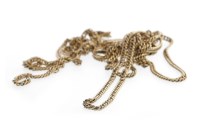 Lot 176 - NINE CARAT GOLD GUARD CHAIN formed by flat...