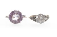 Lot 182 - SCOTTISH SILVER AMETHYST DRESS RING set with a...