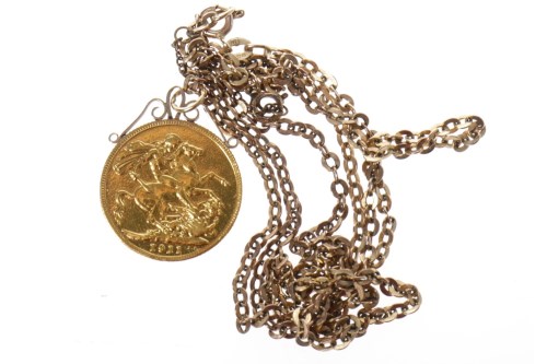 Lot 576 - GOLD SOVEREIGN DATED 1911 in a pendant mount,...