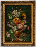 Lot 124 - CONTINENTAL SCHOOL, STILL LIFE WITH FLOWERS IN...
