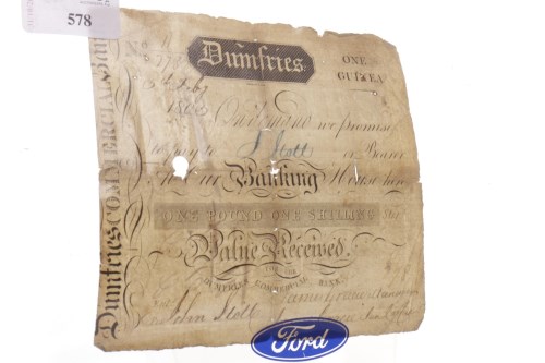 Lot 578 - DUMFRIES COMMERCIAL BANK ONE GUINEA NOTE DATED...