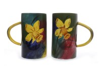 Lot 779 - PAIR OF WEMYSS WARE TALL CYLINDRICAL TANKARDS...