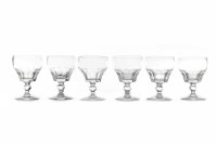 Lot 780 - SET OF SEVEN HOCK WINE GLASSES the facted bowl...