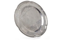 Lot 320 - CONTINENTAL WHITE METAL CIRCULAR TRAY unmarked,...
