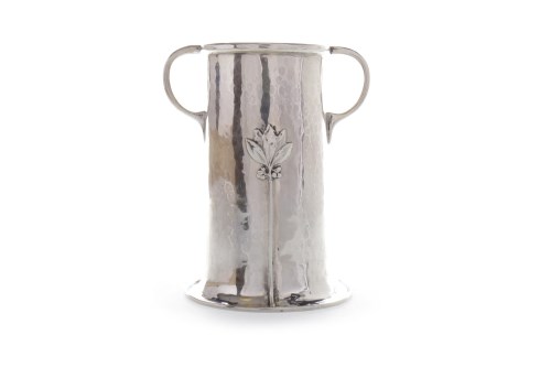 Lot 321 - GEORGE V SILVER ART NOUVEAU STYLE TWO HANDLED...