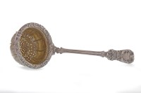 Lot 337 - RUSSIAN SILVER TEA STRAINER marked '84' and...