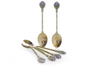 Lot 345 - SET OF SIX GEORGE VI SILVER AND ENAMEL...