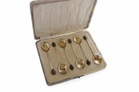 Lot 365 - SET OF SIX SILVER BEAN TOP COFFEE SPOONS the...