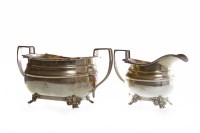 Lot 371 - GEORGE V SILVER DOUBLE HANDLED SUGAR BOWL AND...
