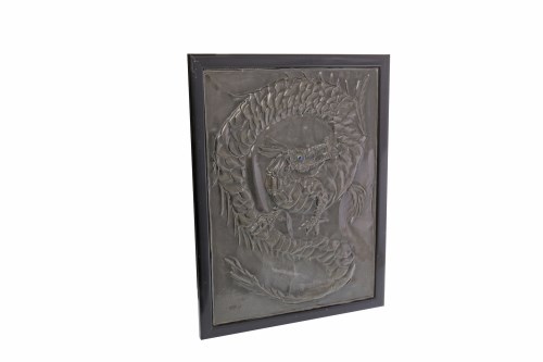 Lot 517 - 20TH CENTURY PEWTER PANEL EMBOSSED WITH A...