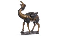 Lot 654 - 20TH CENTURY BRONZED METAL CAMEL on a...