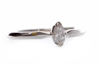 Lot 29 - MARQUISE DIAMOND SINGLE STONE RING set with a...