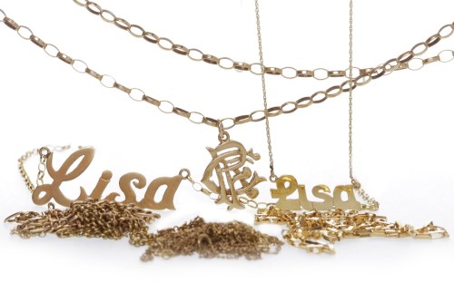 Lot 41 - GROUP OF NINE CARAT GOLD CHAINS some for...