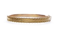 Lot 110 - VICTORIAN NINE CARAT GOLD BANGLE with an...