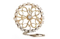 Lot 119 - FOURTEEN CARAT GOLD DIAMOND AND PEARL BROOCH...