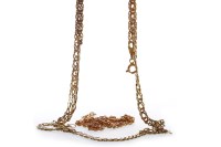 Lot 139 - TWO NINE CARAT GOLD CHAINS comprising a rose...