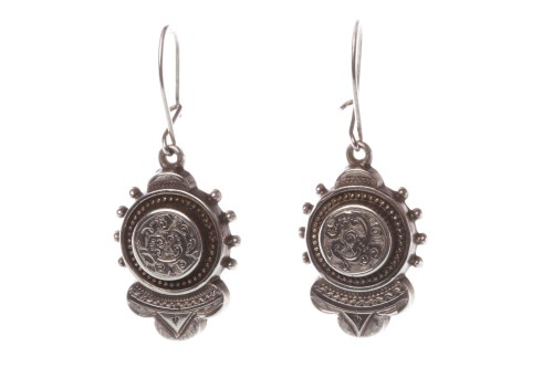 Lot 24 - PAIR OF VICTORIAN EARRINGS each formed by...