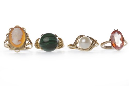 Lot 30 - THREE NINE CARAT GOLD RINGS including one...