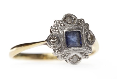 Lot 20 - ART DECO SAPPHIRE AND DIAMOND RING with a...
