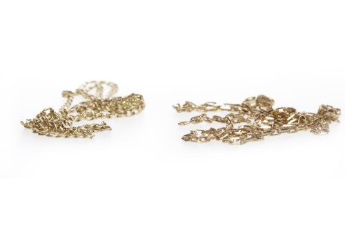 Lot 34 - TWO NINE CARAT GOLD CHAIN NECKLACES one 42cm...