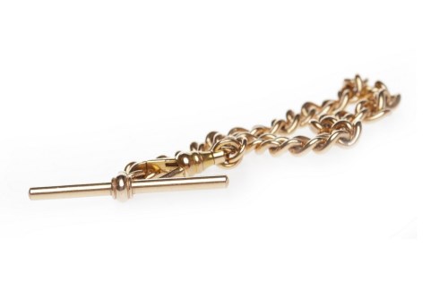 Lot 44 - NINE CARAT ROSE GOLD WATCH CHAIN STYLE...