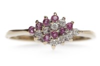 Lot 148 - NINE CARAT GOLD DIAMOND AND RUBY RING the...