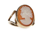 Lot 191 - CAMEO SET RING set with an oval shell cameo...