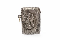 Lot 507 - CHINESE SILVER VESTA CASE of rectangular form,...