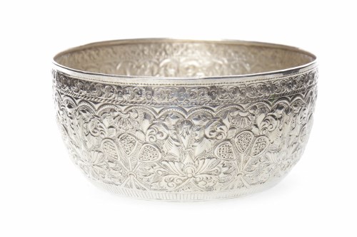 Lot 512 - EASTERN SILVER CIRCULAR BOWL with scrolling...