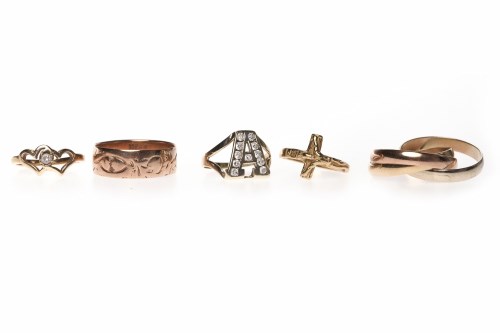 Lot 25 - FIVE VARIOUS NINE CARAT GOLD RINGS including a...