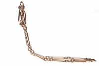 Lot 40 - NINE CARAT ROSE GOLD WATCH CHAIN formed by...