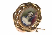 Lot 54 - VICTORIAN PORTRAIT MOURNING BROOCH with a...
