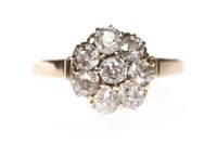 Lot 159 - DIAMOND CLUSTER RING the round bezel set with...
