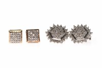 Lot 162 - TWO PAIRS OF DIAMOND CLUSTER EARRINGS...