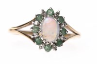 Lot 170 - OPAL, EMERALD AND DIAMOND DRESS RING set with...