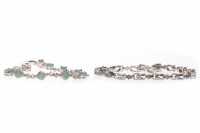 Lot 226 - SILVER EMERALD AND DIAMOND BRACELET along with...