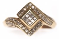 Lot 237 - DIAMOND DRESS RING the square bezel with...