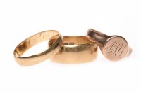 Lot 285 - TWO EIGHTEEN CARAT GOLD WEDDING BANDS one size...