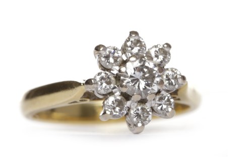 Lot 264 - DIAMOND CLUSTER RING the bezel in the form of...