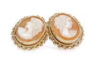 Lot 295 - PAIR OF CAMEO STUD EARRINGS each set with an...