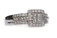 Lot 312 - DIAMOND DRESS RING the square bezel with four...