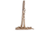 Lot 339 - NINE CART ROSE GOLD WATCH CHAIN formed by...