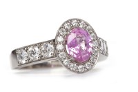 Lot 371 - PINK SAPPHIRE AND DIAMOND CLUSTER RING the...