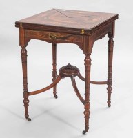 Lot 876 - VICTORIAN ROSEWOOD ENVELOPE GAME TABLE the...