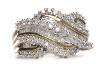Lot 509 - DIAMOND DRESS RING the bezel with curving rows...