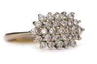 Lot 512 - NINE CARAT GOLD DIAMOND CLUSTER RING with five...