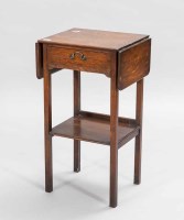 Lot 878 - PAIR OF OAK BEDSIDE TABLES each with two drop...