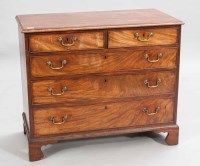 Lot 897 - GEORGE III MAHOGANY OBLONG CHEST of two short...
